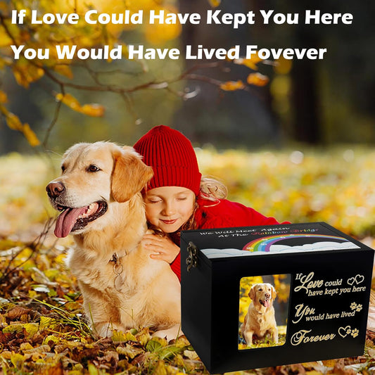 Rainbow Bridge Custom Pet Urn - Personalized Photo Memorial Box